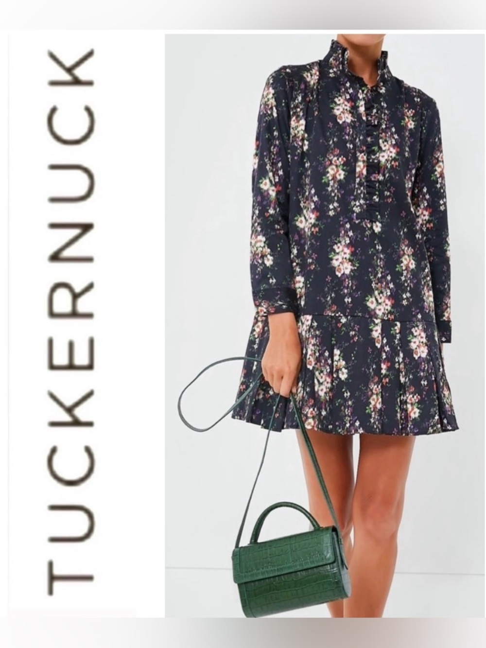 Tuckernuck Onyx Falling Flowers Tate Mini dress- size XS NWT